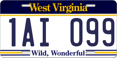 WV license plate 1AI099