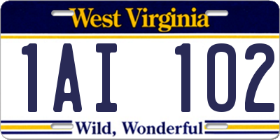 WV license plate 1AI102