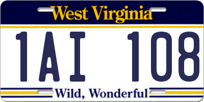 WV license plate 1AI108