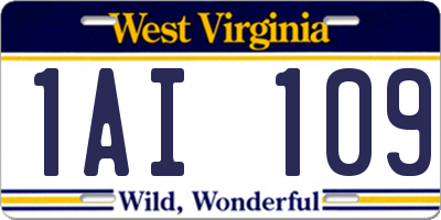 WV license plate 1AI109