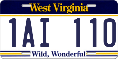 WV license plate 1AI110