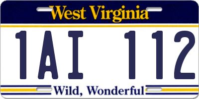 WV license plate 1AI112