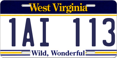 WV license plate 1AI113