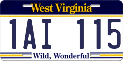 WV license plate 1AI115