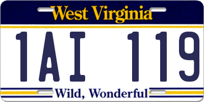 WV license plate 1AI119