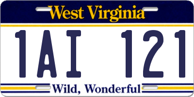 WV license plate 1AI121