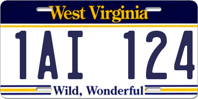 WV license plate 1AI124