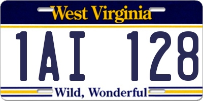 WV license plate 1AI128