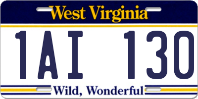 WV license plate 1AI130