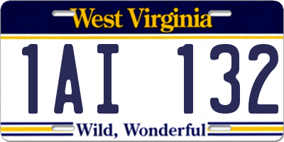 WV license plate 1AI132