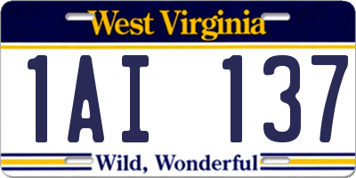 WV license plate 1AI137