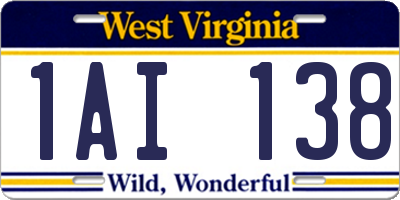 WV license plate 1AI138