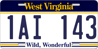 WV license plate 1AI143