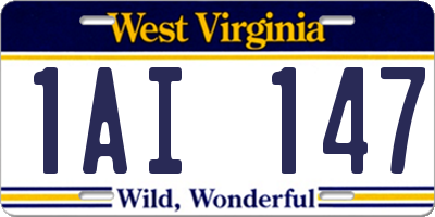 WV license plate 1AI147