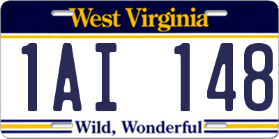 WV license plate 1AI148