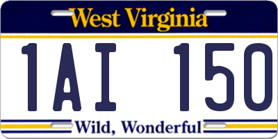 WV license plate 1AI150