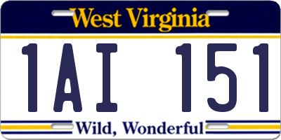 WV license plate 1AI151