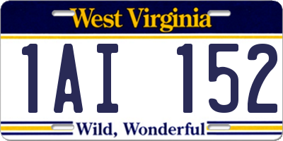 WV license plate 1AI152