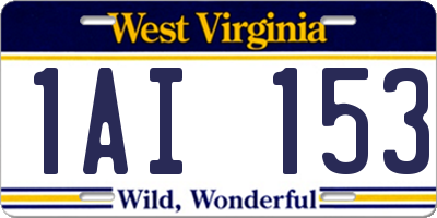 WV license plate 1AI153