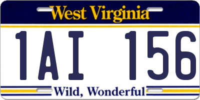 WV license plate 1AI156