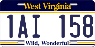 WV license plate 1AI158