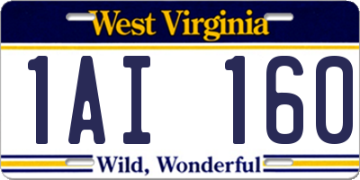 WV license plate 1AI160