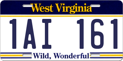 WV license plate 1AI161