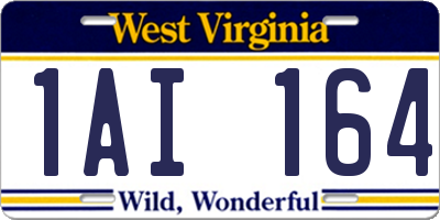 WV license plate 1AI164