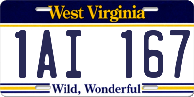 WV license plate 1AI167