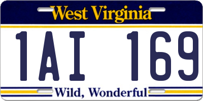 WV license plate 1AI169