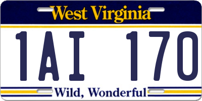 WV license plate 1AI170