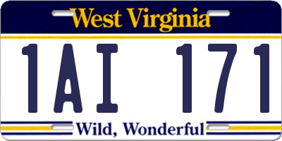 WV license plate 1AI171