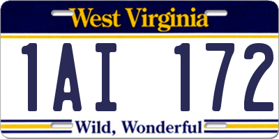 WV license plate 1AI172