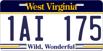 WV license plate 1AI175