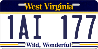 WV license plate 1AI177