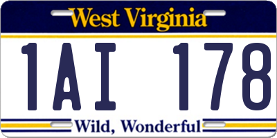 WV license plate 1AI178