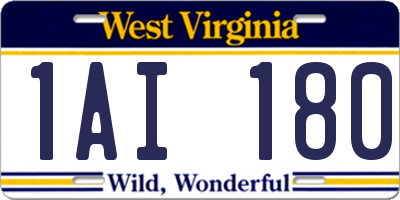 WV license plate 1AI180