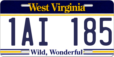 WV license plate 1AI185