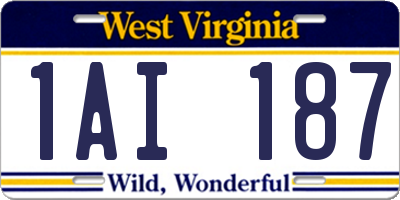 WV license plate 1AI187