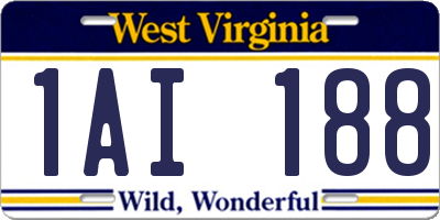 WV license plate 1AI188