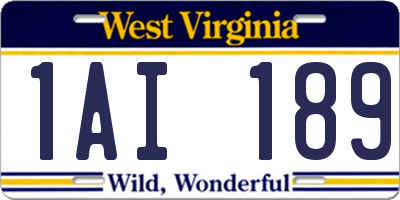 WV license plate 1AI189