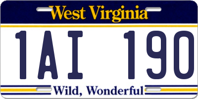 WV license plate 1AI190