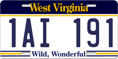 WV license plate 1AI191