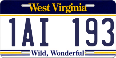 WV license plate 1AI193