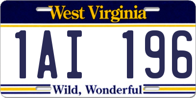 WV license plate 1AI196