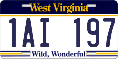 WV license plate 1AI197