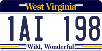 WV license plate 1AI198