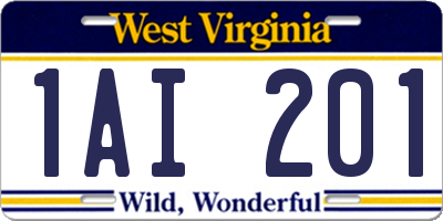 WV license plate 1AI201