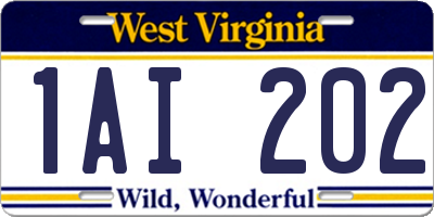 WV license plate 1AI202