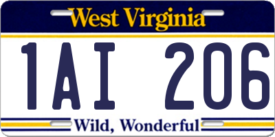 WV license plate 1AI206